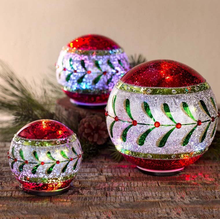 Wind & Weather 3 Piece LEDLighted Table Christmas Balls Set & Reviews